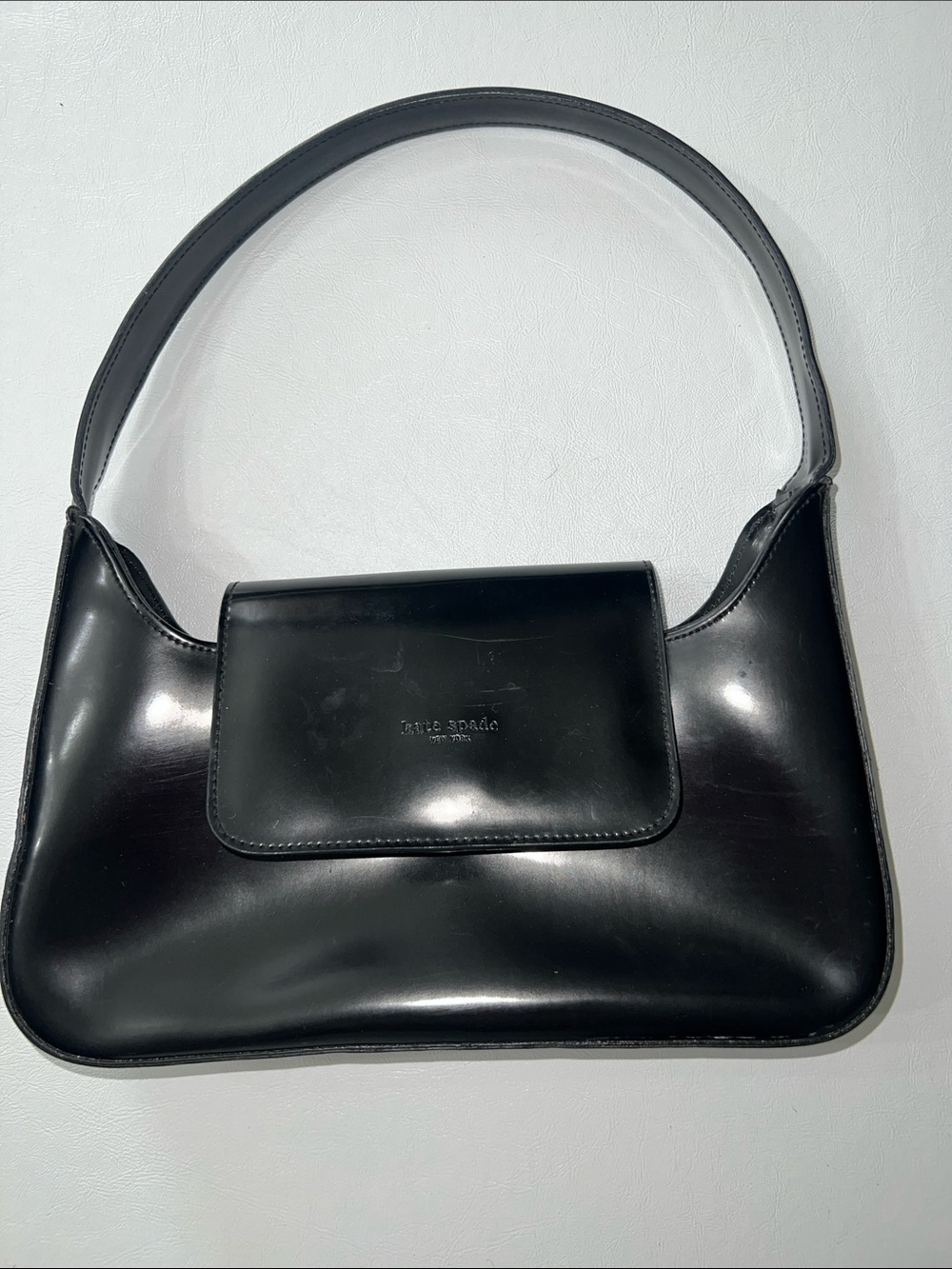 kate spade Black Patent Leather Shoulder Bag with Flap